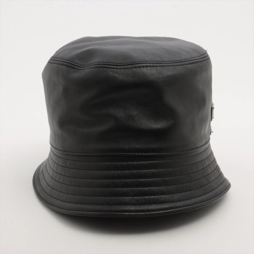 $1495 Authentic PRADA Made in ITALY Unisex Black Lambskin Bucket Hat SZ.XL 60cm - Picture 7 of 13